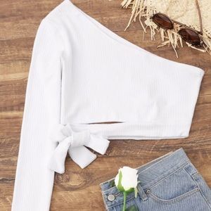Zaful Tops - Brand New one shoulder+ tied crop top Zaful Tops - Brand New one shoulder+ tied crop top